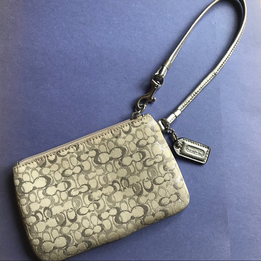Silver Coach wristlet